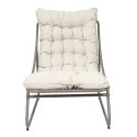 DOLCI - Fauteuil de Jardin en Métal et Textilène Beige avec Coussin