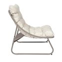 DOLCI - Fauteuil de Jardin en Métal et Textilène Beige avec Coussin