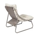 DOLCI - Fauteuil de Jardin en Métal et Textilène Beige avec Coussin