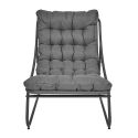 DOLCI - Fauteuil de Jardin en Métal et Textilène Gris avec Coussin