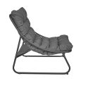 DOLCI - Fauteuil de Jardin en Métal et Textilène Gris avec Coussin