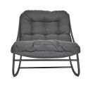 SABHA - Fauteuil à Bascule en Métal et Textilène Gris avec Coussin Gris