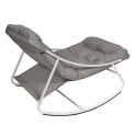 SABHA - Fauteuil à Bascule en Métal Blanc et Textilène avec Coussin d'assise Taupe