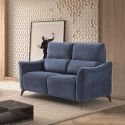 BURGOS - Canapé Fixe 2 Places Tissu Waterproof Bleu