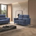 BURGOS - Canapé Fixe 2 Places Tissu Waterproof Bleu