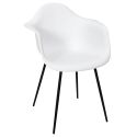 OMER - Lot de 4 Chaises Coque Accoudoirs Blanches Piètement Métal