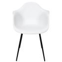 OMER - Lot de 4 Chaises Coque Accoudoirs Blanches Piètement Métal