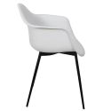 OMER - Lot de 4 Chaises Coque Accoudoirs Blanches Piètement Métal