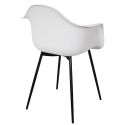 OMER - Lot de 4 Chaises Coque Accoudoirs Blanches Piètement Métal