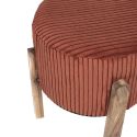 AMORY - Lot de 2 Tabourets en velours côtelé coloris terracotta pieds en acacia