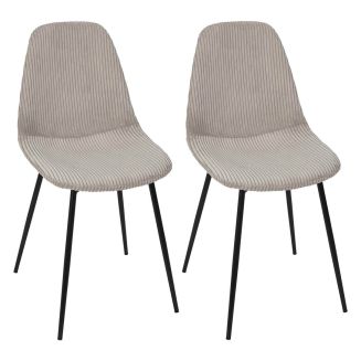 AMORY - Lot de 2 chaises en velours côtelé coloris taupe