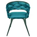 OSCAR - Lot de 4 Chaises en Velours Bleu Pieds Métal Noir