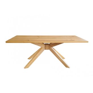 GISELE -Table repas 180cm Plaquage Chêne rustique Piètement étoile Chêne Massif