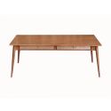 KESIAH - Table repas 200cm en acacia finition teinté teck avec plaquage cannage