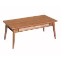 KESIAH - Table basse en acacia finition teinté teck avec plaquage cannage