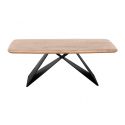 MYLONIS - Table Basse Plateau en Acacia Massif Pieds Métal Noir Forme Papillon