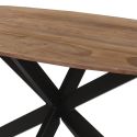 ROMANE - Table Repas 200cm Plateau Ovale en Acacia Massif Pieds Métal Noir