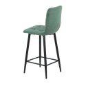 ERNEST - Lot de 2 Tabourets de bar Tissu Gris Pieds Métal Vert