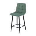 ERNEST - Lot de 2 Tabourets de bar Tissu Gris Pieds Métal Vert