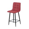 ERNEST - Lot de 2 Tabourets de barTissu Gris Pieds Métal Rouge