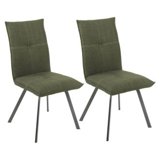 BISPO - Lot de 2 Chaises Tissu Coloris Vert kaki