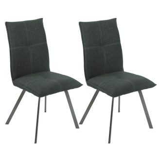 BISPO - Lot de 2 Chaises Tissu Coloris Gris Anthracite