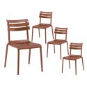 TANGUY - Lot de 4 Chaises en Plastique Recyclé et Polypropylène Rouge Terracotta