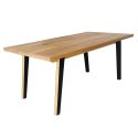 BATTISTA - Table repas 180cm Plaquage Chêne rustique Pieds en Métal noir et Plaqué Chêne