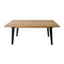 BATTISTA - Table repas 180cm Plaquage Chêne rustique Pieds en Métal noir et Plaqué Chêne