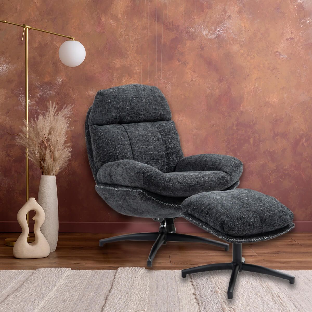 Fauteuil Pivotant HAY AAL91 – Tissu Gris – Occasion Très Bon état – Dimensions Confort