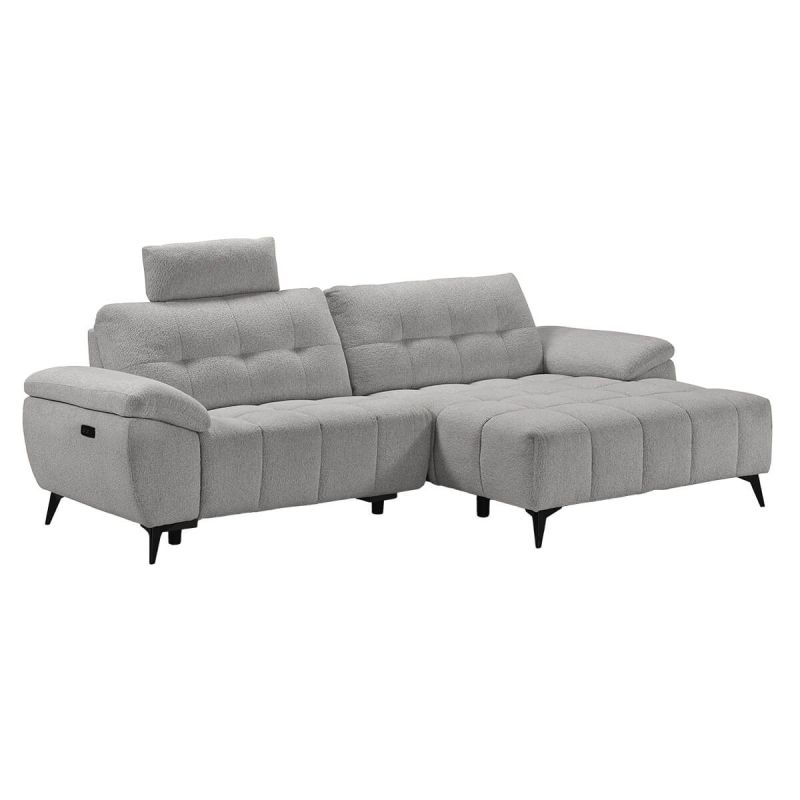 VILLALBA - Canapé Relax Méridienne droite Têtières Réglables Tissu Gris foncé VILLALBA - Canapé Relax Méridienne droite Têtières Réglables Tissu Gris foncé