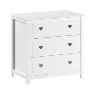 MILADY - Commode 3 Tiroirs avec Plan à langer laqué Blanc