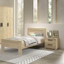 MARCO - Chambre Enfant Lit 90x200cm + Chevet Aspect Chêne clair