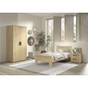 MARCO - Chambre Enfant Lit 90x200cm + Chevet + Armoire 2 Portes Aspect Chêne