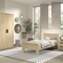 MARCO - Chambre Enfant Lit 90x200cm + Chevet + Armoire 2 Portes Aspect Chêne