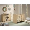 MARCO - Chambre Bébé Lit 60x120cm + Meuble à langer Aspect Chêne clair