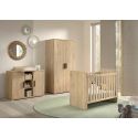 MARCO - Chambre Bébé Lit 60x120cm + Meuble à langer + Armoire 2P Aspect Chêne clair