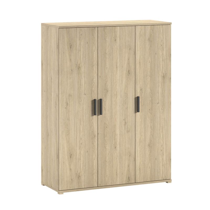 MARCO - Armoire 3 Portes en Mélaminé haute densité Aspect Chêne clair