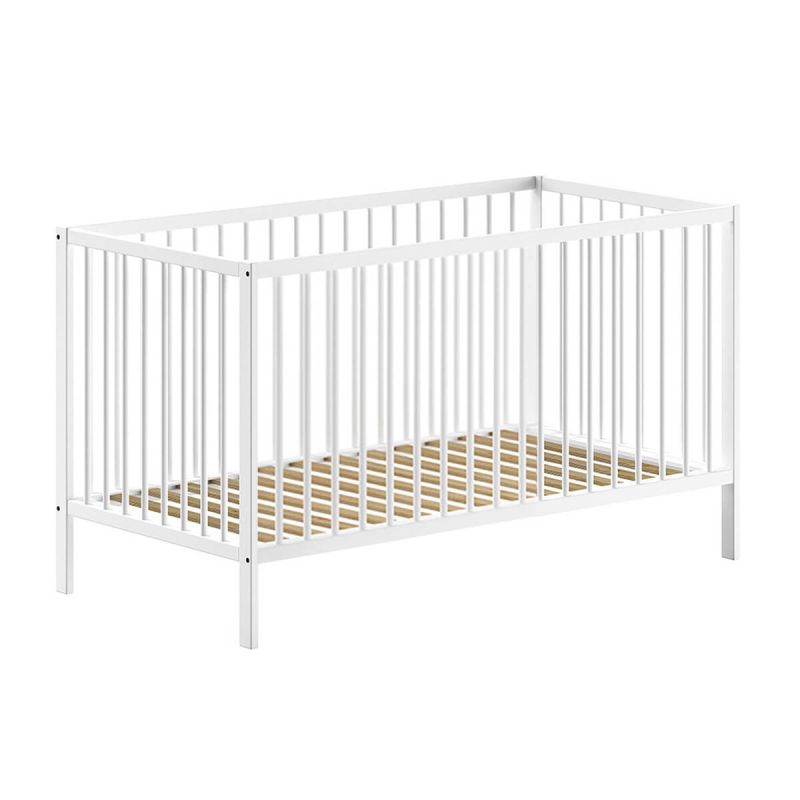 ELIOTT - Lit Bébé Evolutif70x140 en Hêtre Massif Laqué Blanc