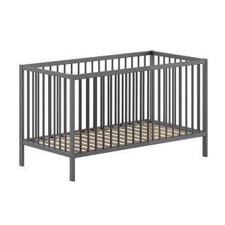 ELIOTT - Lit Bébé Evolutif70x140 en Hêtre Massif Laqué Anthracite