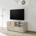 REBECCA - Meuble TV 121 cm Finition Aspect Bois Samoa Relief Damiers