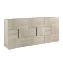 REBECCA - Ensemble Meuble TV 121 cm + Buffet 3P Aspect Bois Samoa Relief Damiers