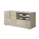 REBECCA - Ensemble Meuble TV 121 cm + Buffet 3P Aspect Bois Samoa Relief Damiers