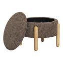 KINOKO - Pouf Coffre Rond Revêtement Bouclette Marron