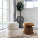 LIKAHA - Pouf en Velours Jaune Moutarde Forme champignon