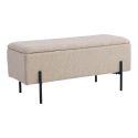 BLAIRE - Banc-Coffre Tissu Bouclé Beige Pieds Métal