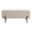 BLAIRE - Banc-Coffre Tissu Bouclé Beige Pieds Métal