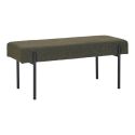 VILONY - Banc 2 Places Tissu Bouclé Vert foncé et Pieds Métal Noir