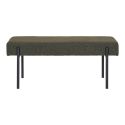 VILONY - Banc 2 Places Tissu Bouclé Vert foncé et Pieds Métal Noir