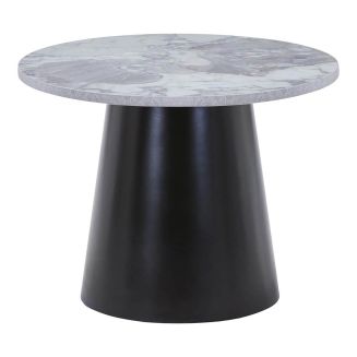 KOELA - Table Basse Plateau MDF Aspect Marbre Pied central Conique en Métal